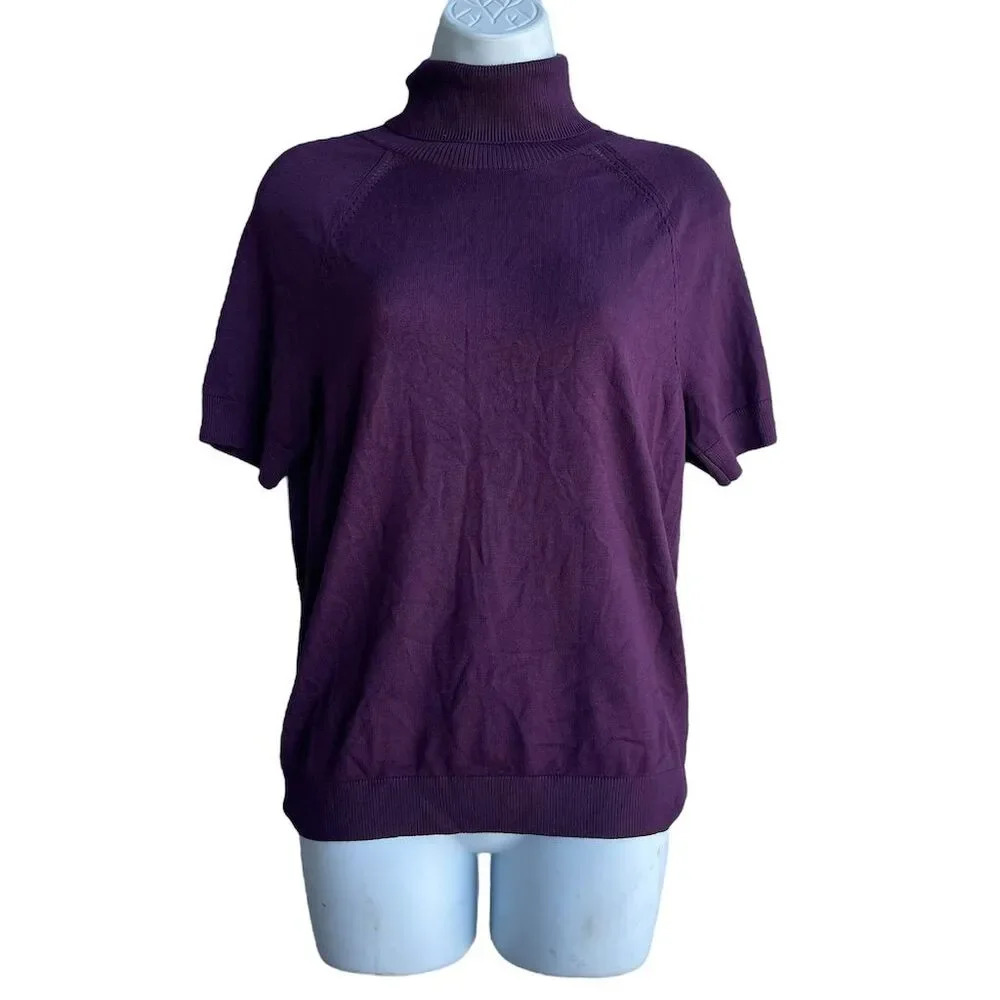 New Philosophy Turtleneck Sweater Women's M Purple Short Sleeve knit Pullover - Picture 1 of 3